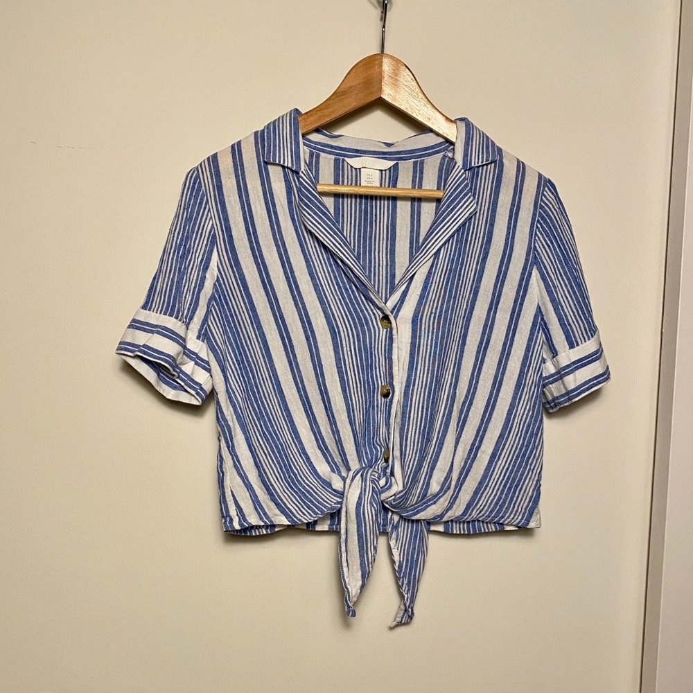 H&M crop shirt stripes